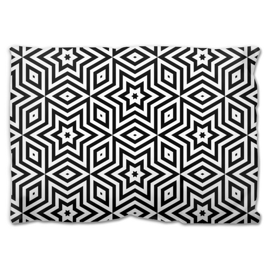 Geometric Star Outdoor Pillows Black White