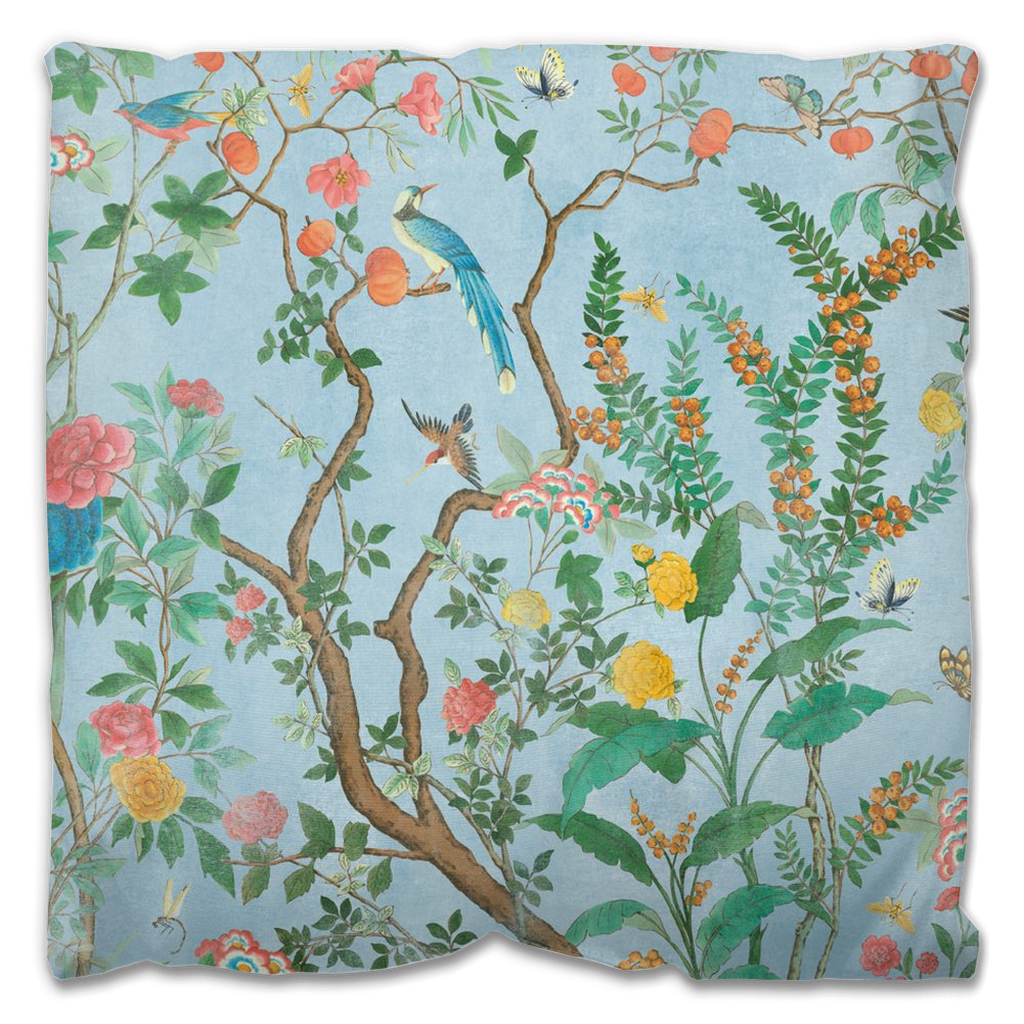 Livia II Outdoor Pillows Blue Chinoiserie Fresco Garden
