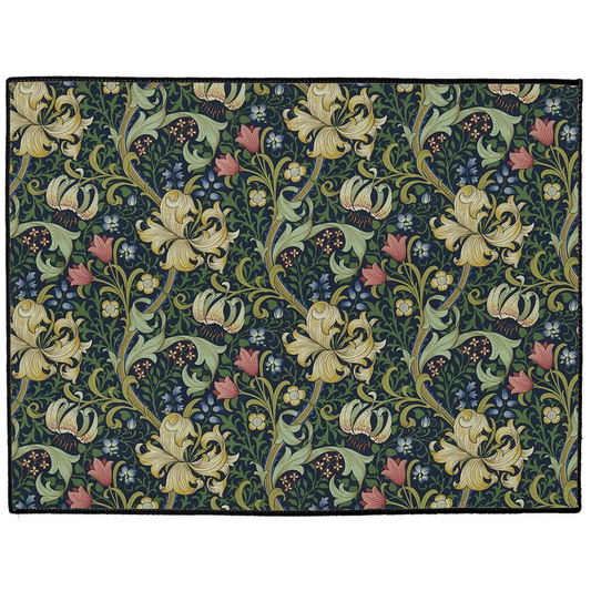 Golden Lily Indoor/Outdoor Floor Mat William Morris Dark Midnight Green