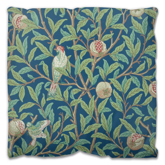 Bird & Pomegranate Outdoor Pillow William Morris Blue Green