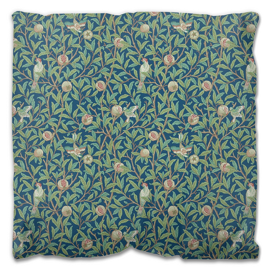 Bird & Pomegranate Outdoor Pillow William Morris Green Blue