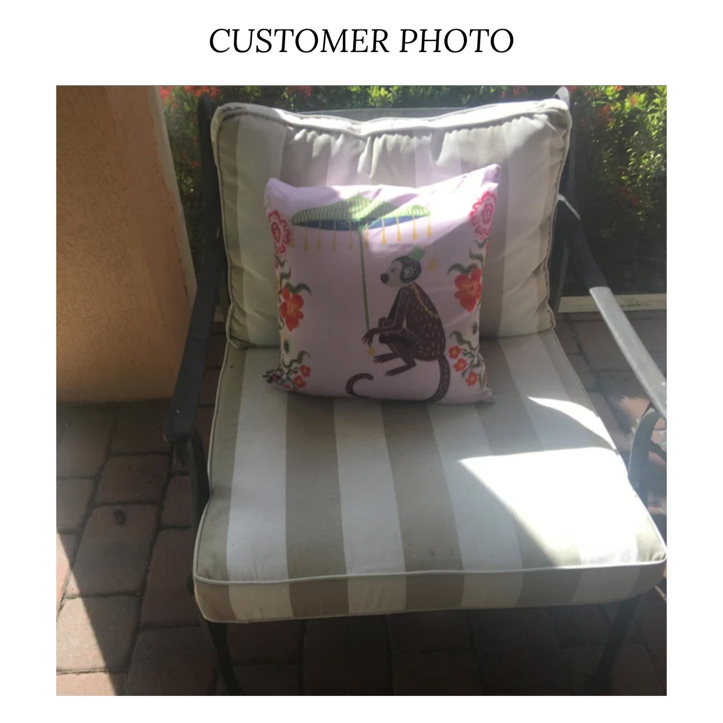 Kuta Outdoor Pillows Baby Pink Chinoiserie Monkey Umbrella