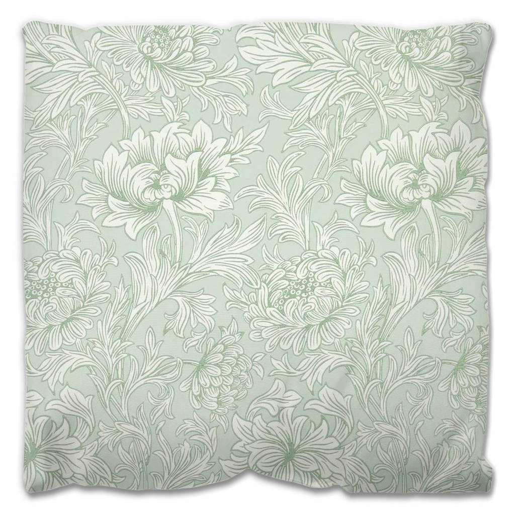 Chrysanthemum Outdoor Pillow William Morris Sage Green