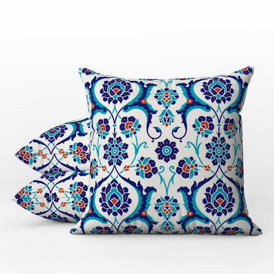 Adana Ottoman Outdoor Pillows Blue, Red & White