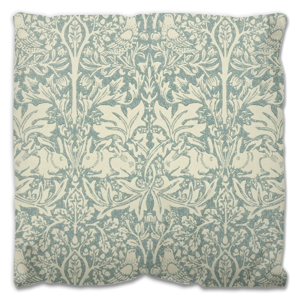 Brer Rabbit Outdoor Pillow William Morris Blue Slate Vellum