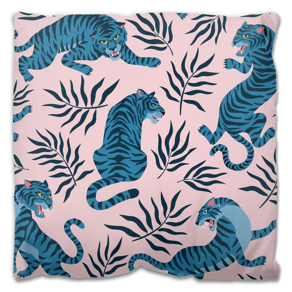 Wild Tiger Outdoor Pillows Pink Jungle