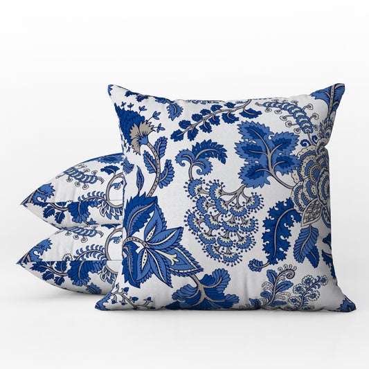 Hamptons Outdoor Pillows Cobalt Blue & White
