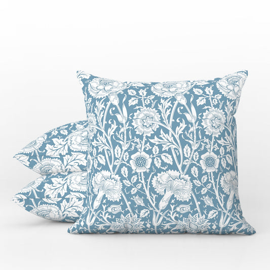 Pink & Rose Outdoor Pillows William Morris Blue White