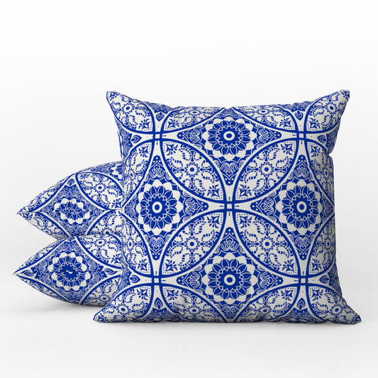 Lisbon Outdoor Pillows Blue & White