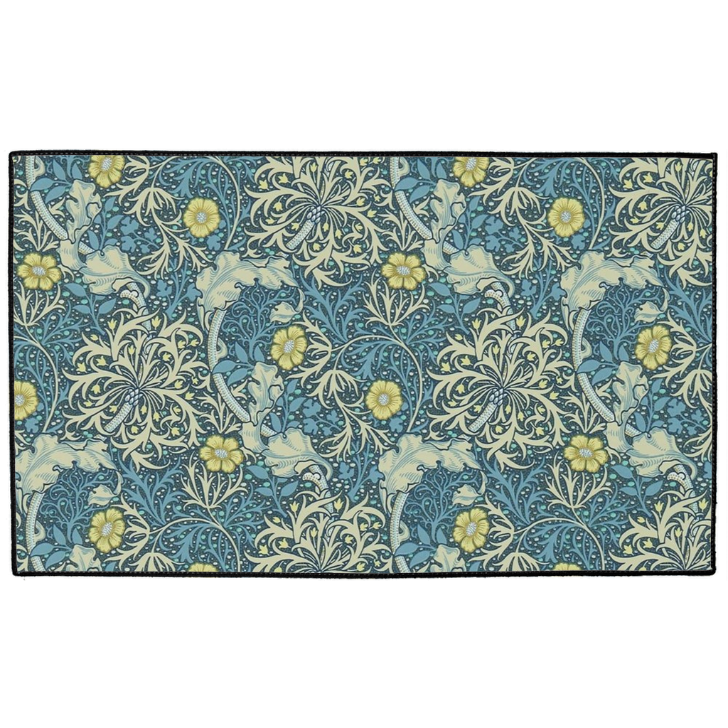 Beaufort Indoor/Outdoor Floor Mat William Morris Blue Seaweed