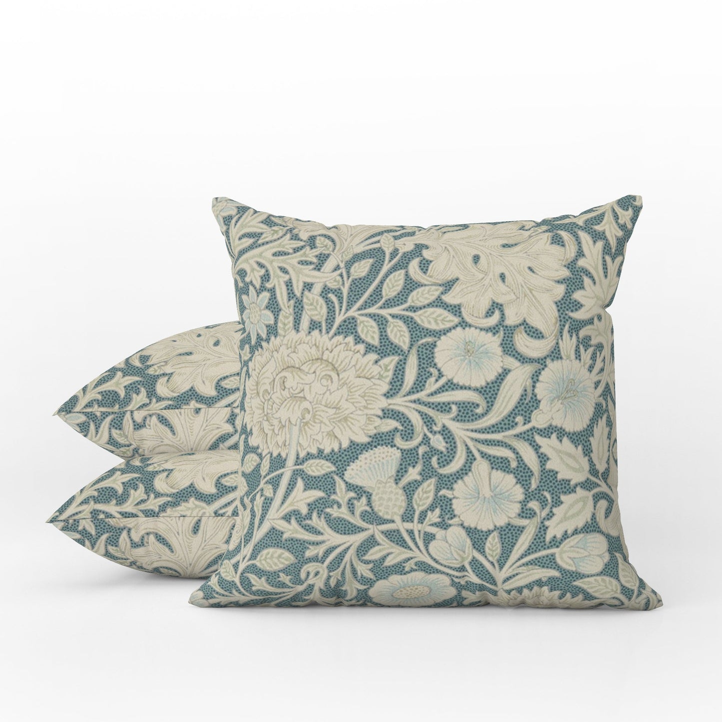 Chrysanthemum Outdoor Pillow William Morris Blue Grey