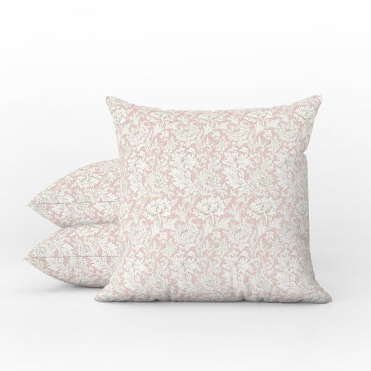 Chrysanthemum Outdoor Pillow William Morris Blush Pink Toile