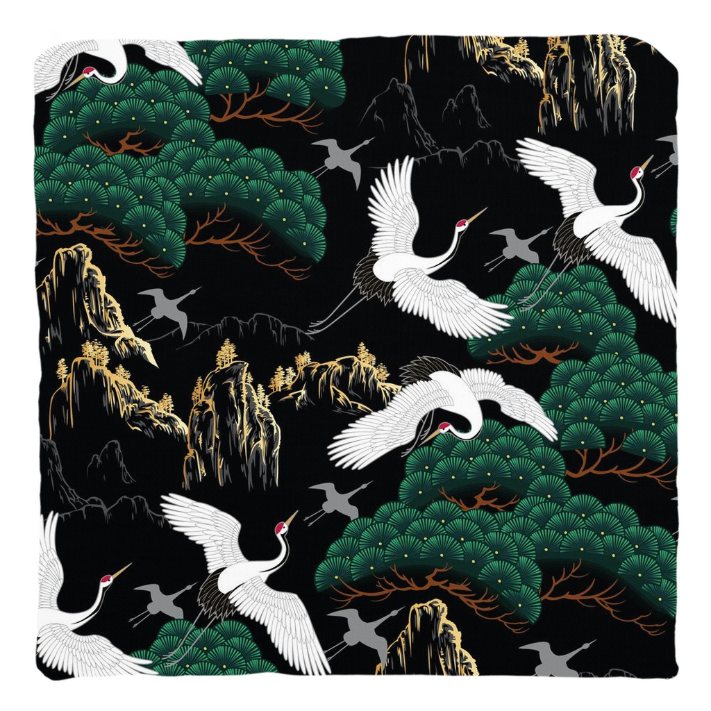 Japanese Cotton Pillows Mountain Storks
