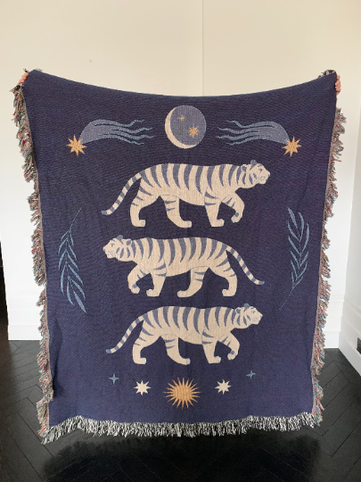 Mystical Tiger Woven Blanket Throw