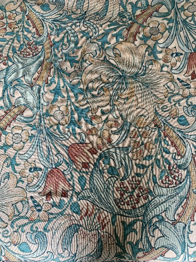 Golden Lily Woven Blanket William Morris Slate Manilla