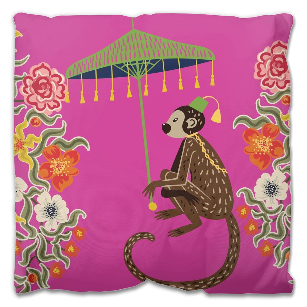 Monkeys Clothing Lovers Zoo Animal Wildlife Gorilla Throw Pillow, 16x16,  Multicolor