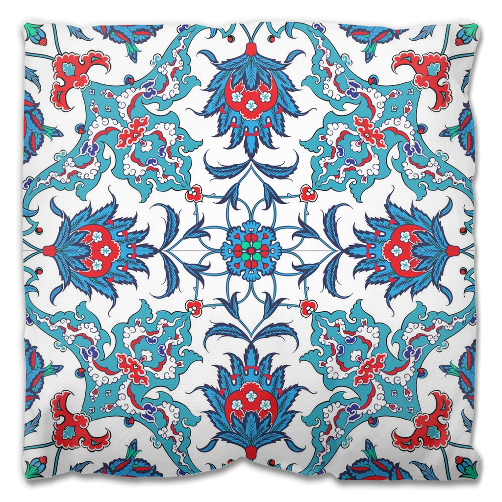 Sema Ottoman Outdoor Pillows Blue, Red & White