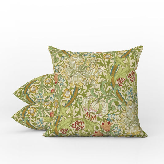 Golden Lily Outdoor Pillow William Morris Green