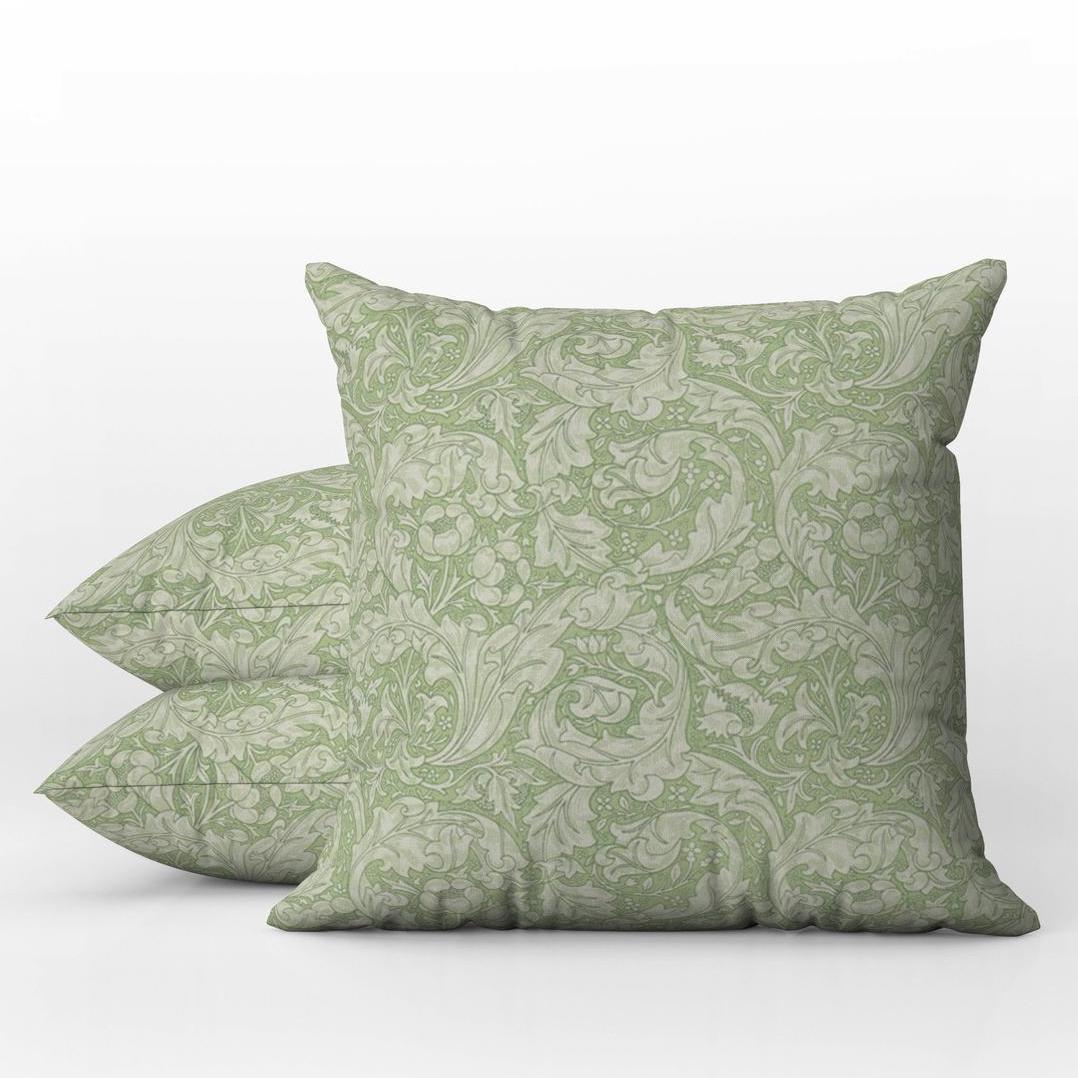 Bachelors Button Outdoor Pillows William Morris Thyme Green
