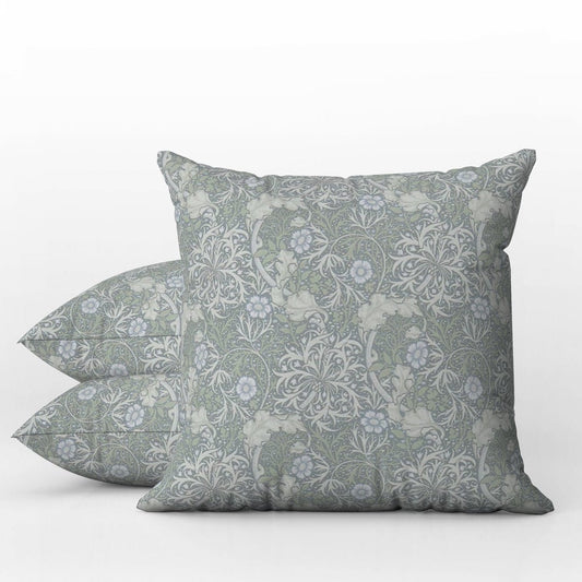 Seaweed Outdoor Pillows William Morris Silver