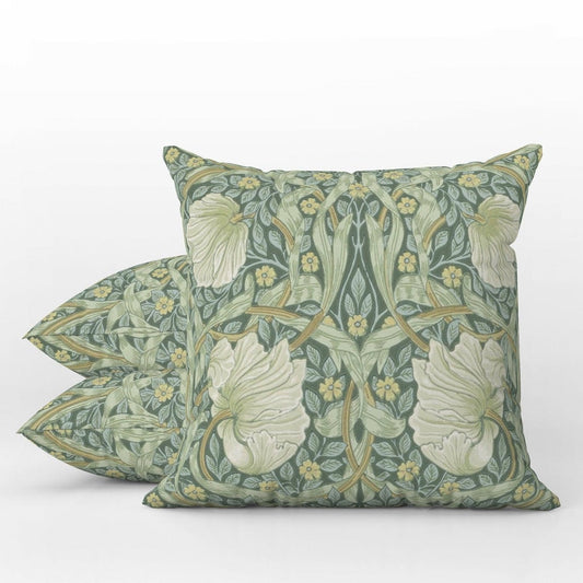 Pimpernel Outdoor Pillows William Morris Green Privet Slate