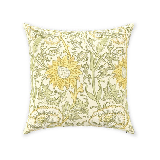 Pink and Rose Cotton Throw Pillows William Morris Cowslip Fennel Yellow