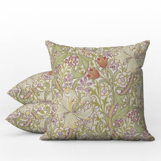 Golden Lily Outdoor Pillows William Morris Olive Russet