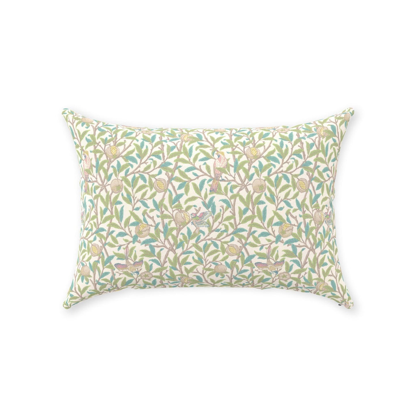 Bird and Pomegranate Cotton Throw Pillows William Morris Ivory Pearl Jade Green