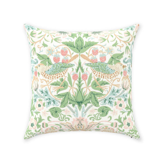 Strawberry Thief Cotton Throw Pillows William Morris Cochineal Pink Willow