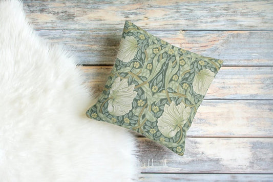 Pimpernel Outdoor Pillows William Morris Green Privet Slate