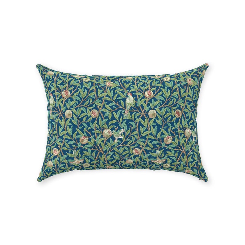 Bird and Pomegranate Cotton Throw Pillows William Morris Blue & Green