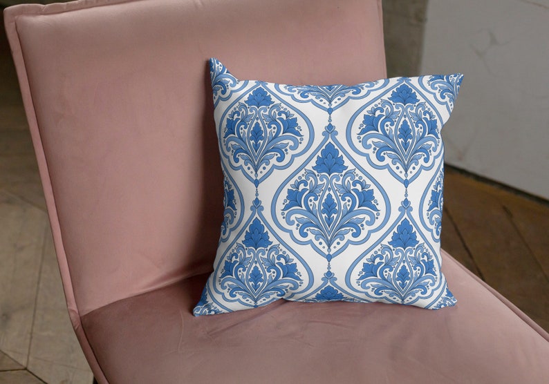 Catania Outdoor Pillows Arabesque Blue & White