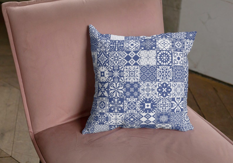 Cadiz Outdoor Pillows Blue Tile