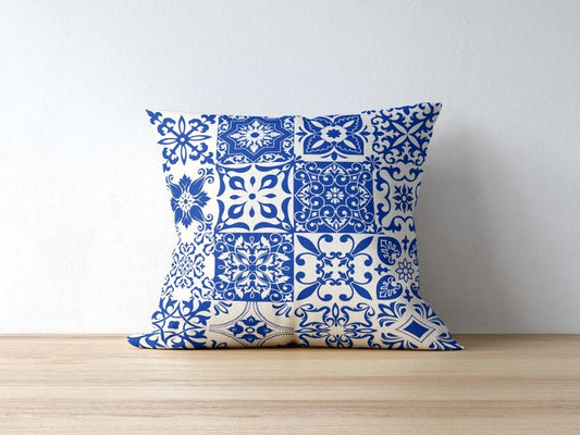Paxos Outdoor Pillows Blue Tile