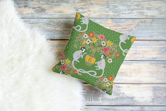 Lombok Outdoor Pillows Chinoiserie Green Chinese Monkey