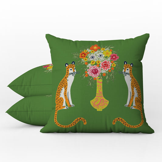 Asiatic Outdoor Pillows Chinoiserie Green Chinese Cheetah