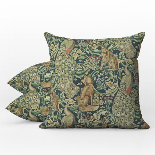 Forest Outdoor Pillow William Morris Green Azure