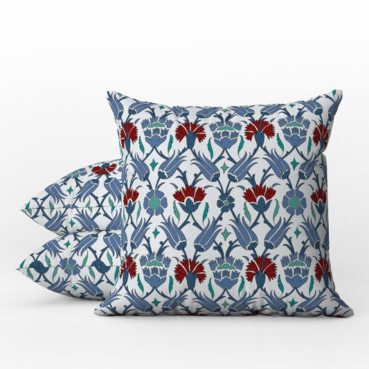 Uskudar Ottoman Outdoor Pillows Blue, Red & White