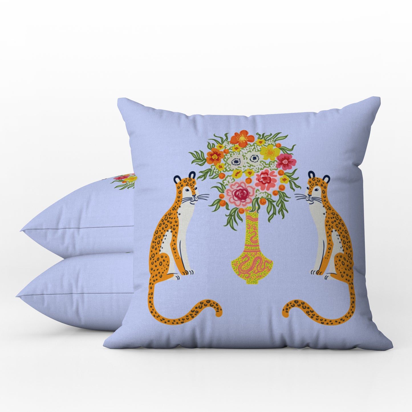 Asiatic Outdoor Pillows Chinoiserie Blue Chinese Cheetah