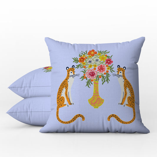 Asiatic Outdoor Pillows Chinoiserie Blue Chinese Cheetah