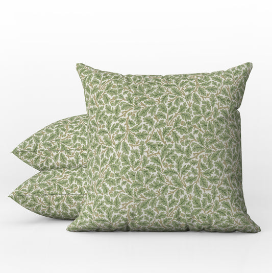 Oak Leaf Outdoor Pillows William Morris Green Cream