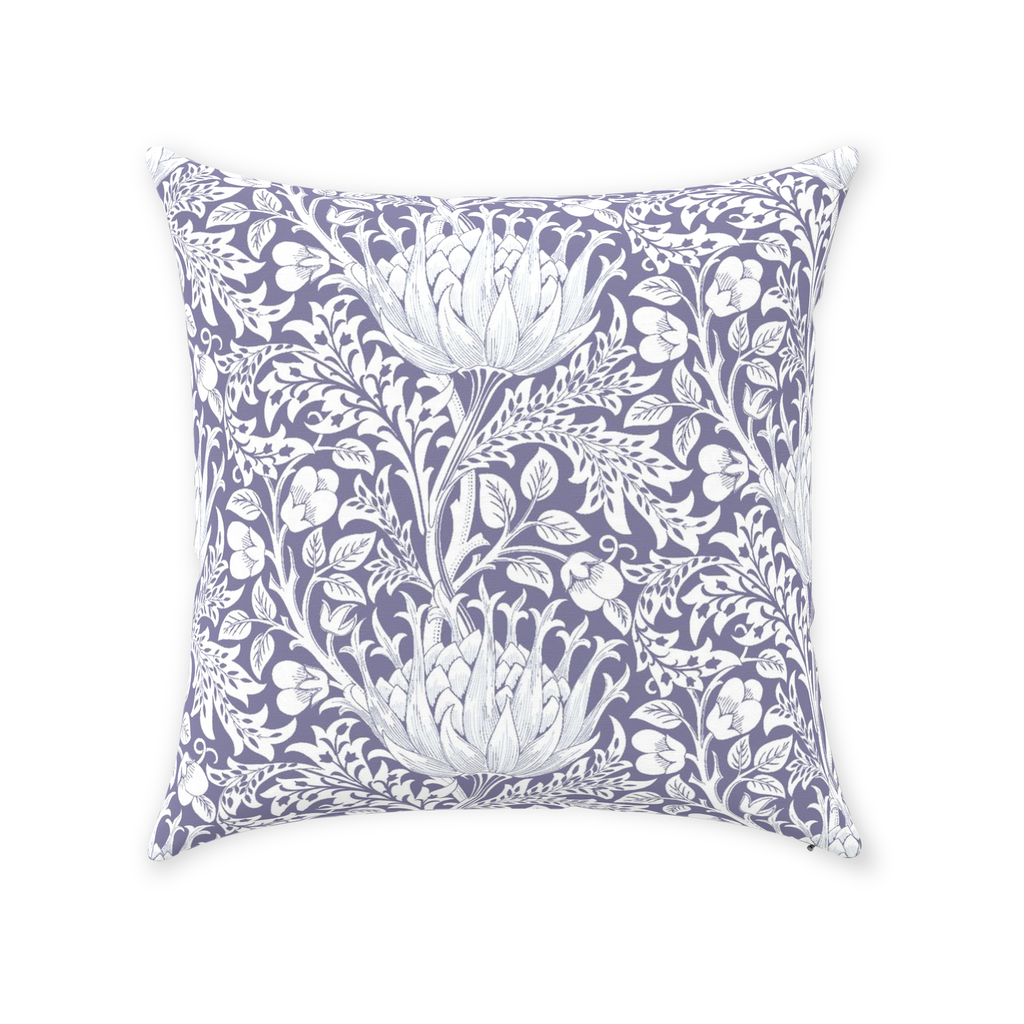 Artichoke Cotton Throw Pillows William Morris Heather Purple
