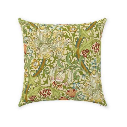 Golden Lily Cotton Throw Pillows William Morris Green
