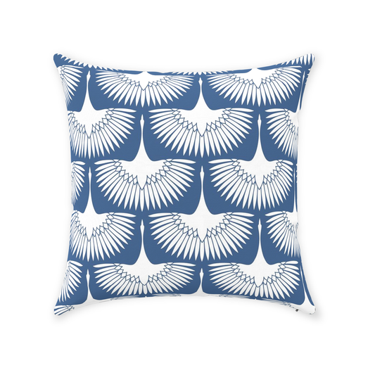 Japanese Crane Cotton Pillows Blue & White
