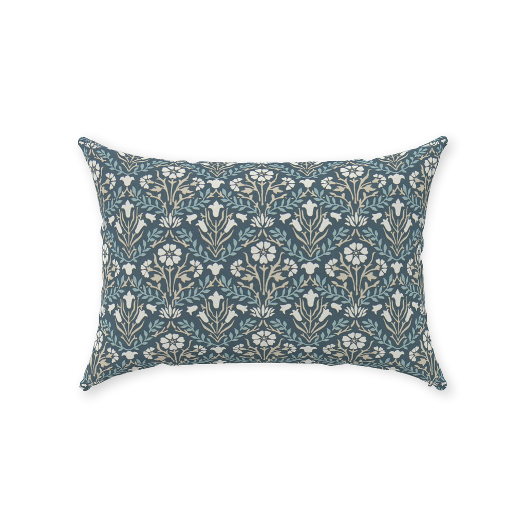 Bellflower Cotton Throw Pillows William Morris Blue Indigo Linen