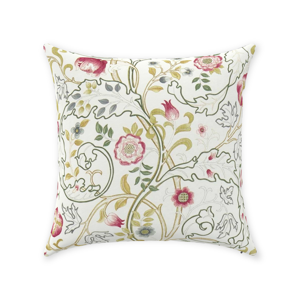 Mary Isobel Cotton Throw Pillows William Morris Pink Ivory