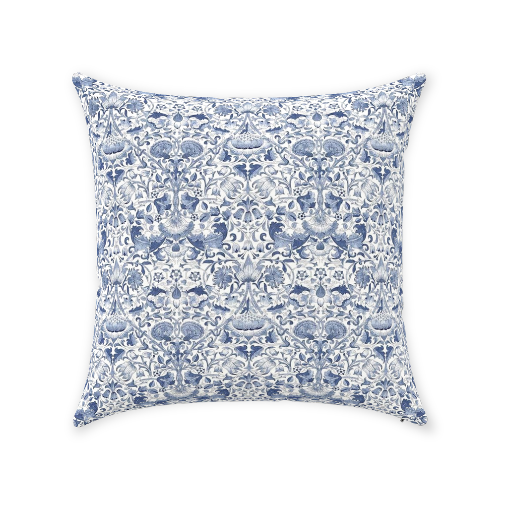 Lodden Cotton Throw Pillows William Morris Navy Blue