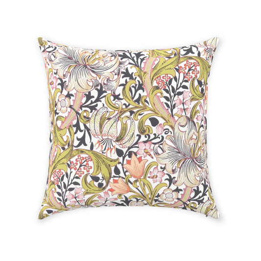 Golden Lily Cotton Throw Pillows William Morris Pastel Pink