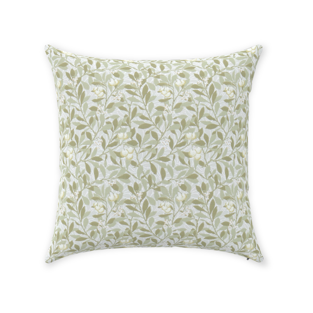 Arbutus Cotton Throw Pillows William Morris Sage Linen Cream