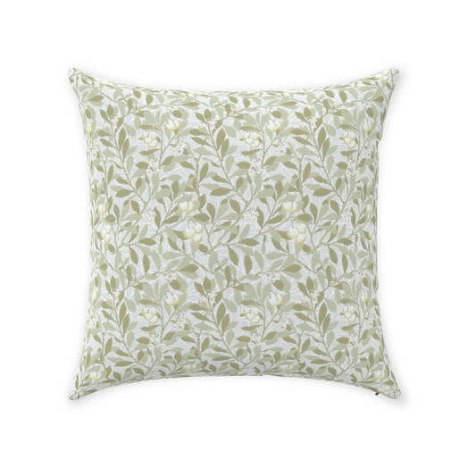 Arbutus Cotton Throw Pillows William Morris Sage Linen Cream